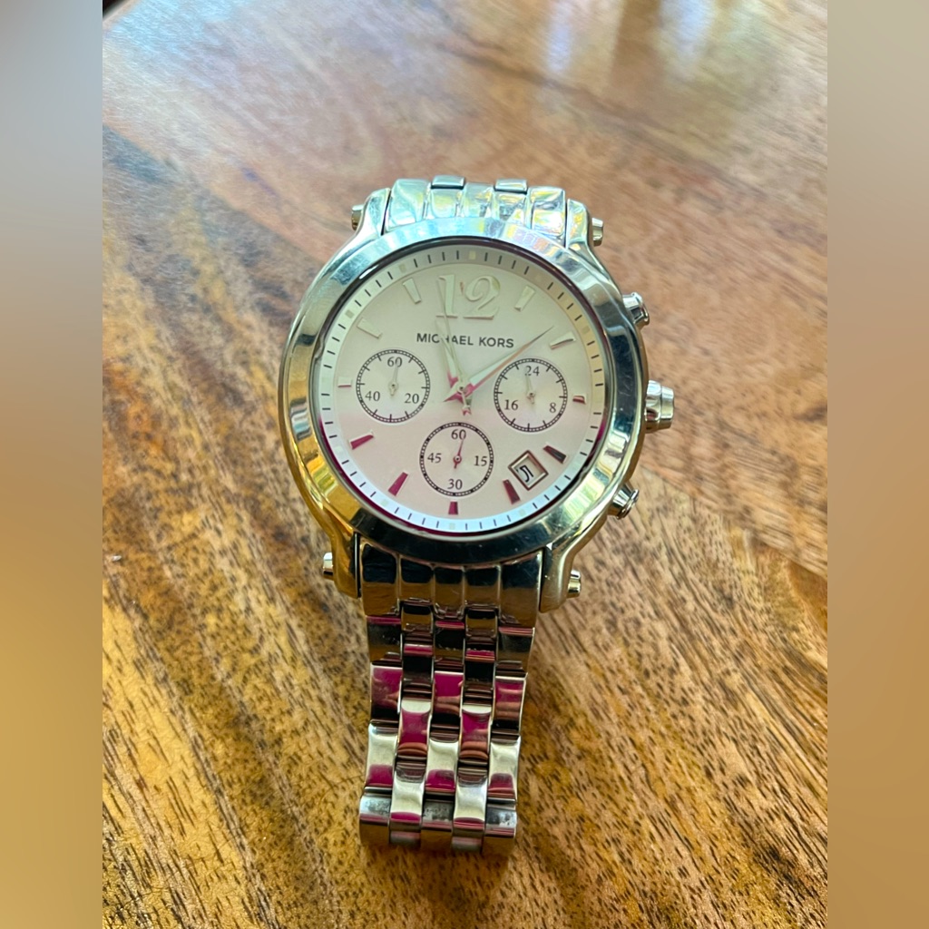 Mk White Dial Stainless Steel Chronograph Watch